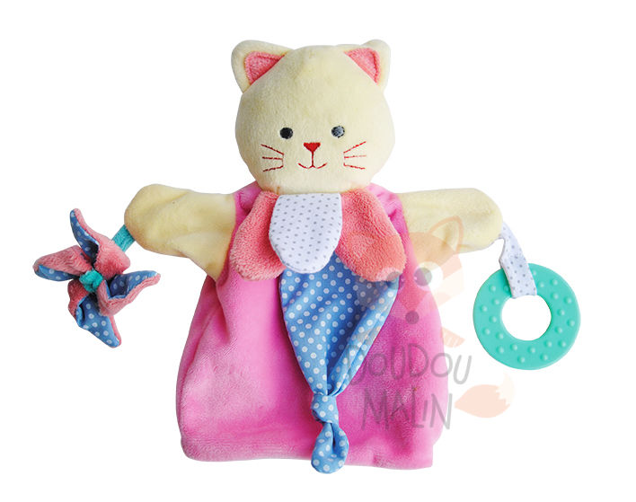  magic handpuppet cat yelllow pink 